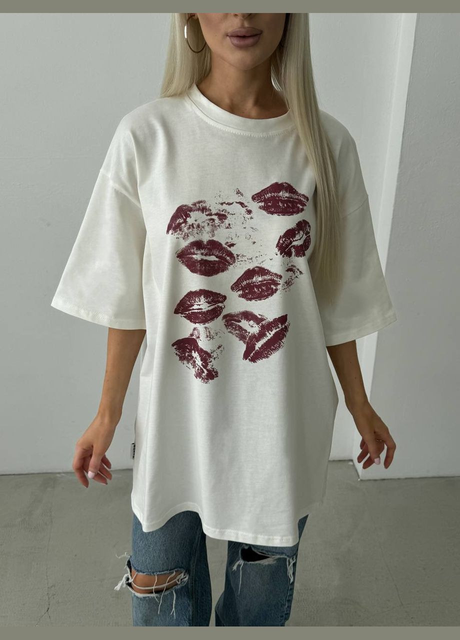 Базовая футболка с принтом поцелуи Adelante - (321987809)