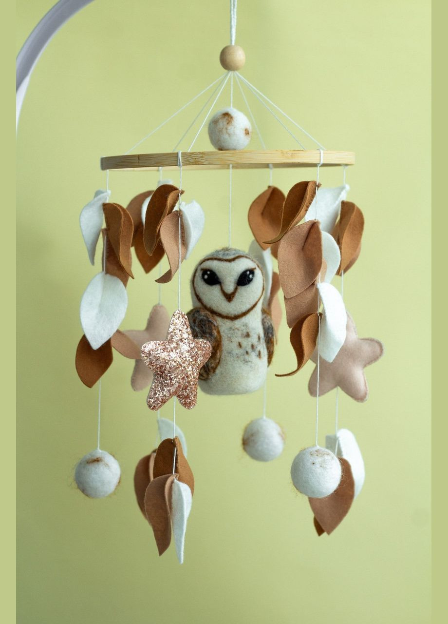 Дитячий музичний мобіль на ліжечко для немовлят WooolyWool «Сова» з 35 мелодіями No Brand (342757821)