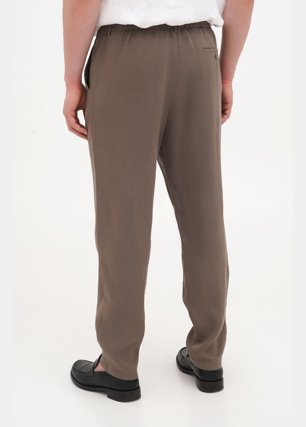 Мужские льняные брюки на молнии, на резинке и завязках, под ремень, зауженные к низу Хуан. Синий, р.46, код 8453/46/999 ГАЛЕРЕЯ ЛЬОНУ (333164655)