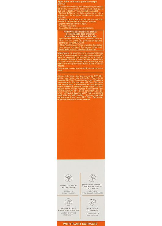 Сонцезахисний спрей для тіла Sun Care Water Mist SPF50 150ml (809144-75935) Clarins (368625544)