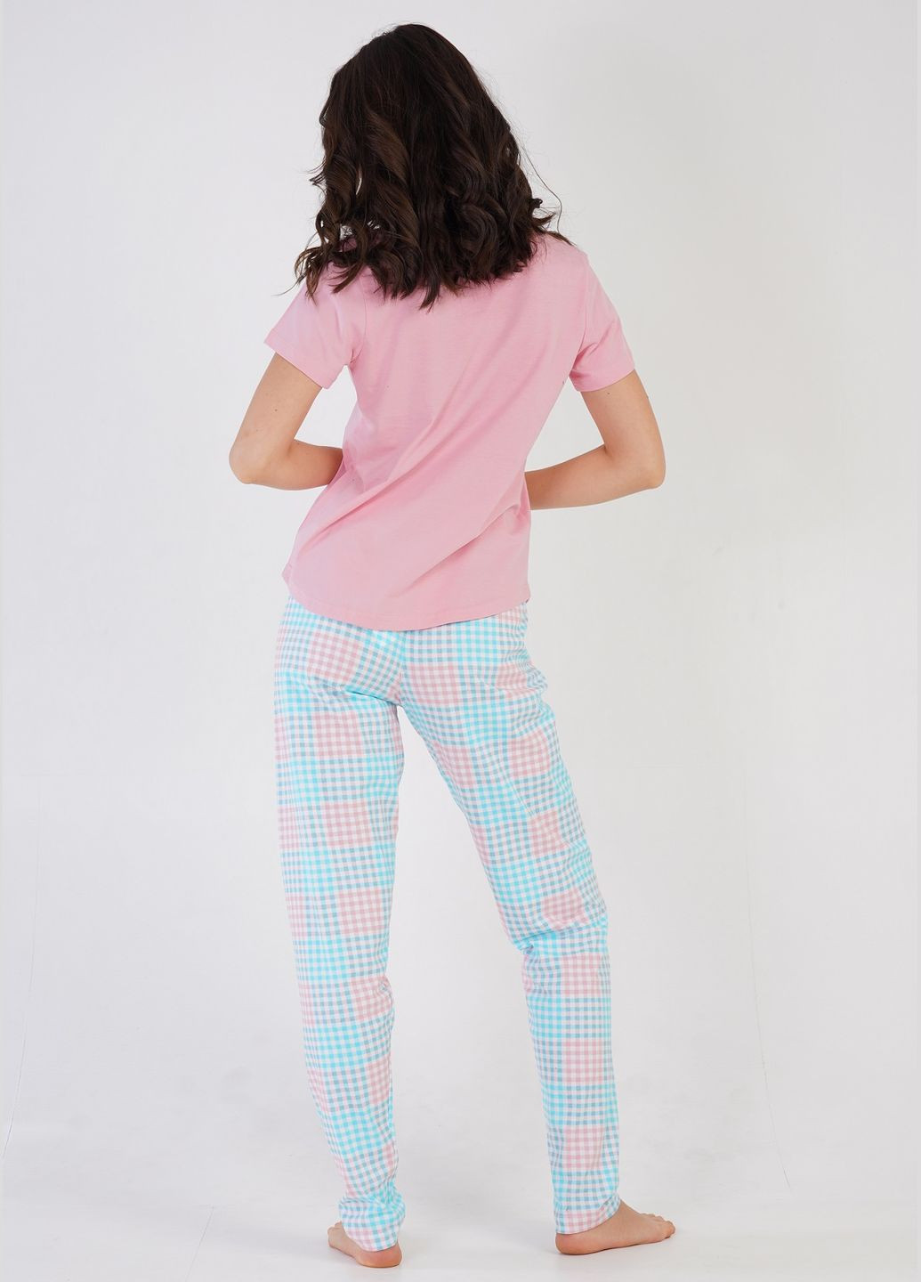 Розовая всесезон пижама женская ( футболка, штани) футболка + брюки Vienetta