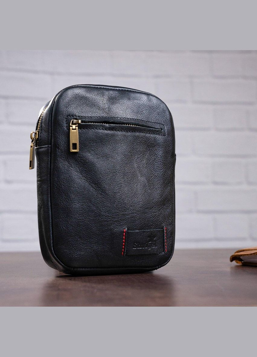 Чоловіча шкіряна сумка 19102 Чорна Shvigel (298570594)