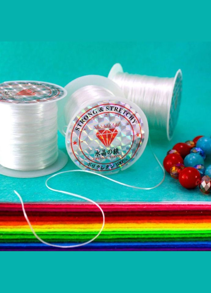 Нитка силіконова (гумка), плоска, 1 мм, прозора, 8,5 м No Brand (341731186)