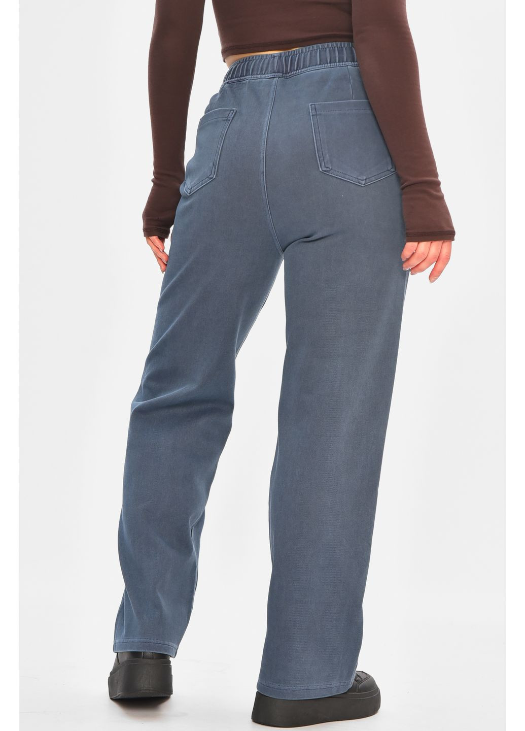 Штаны женские однотонные тёмно-синего цвета Let's Shop (368540529)