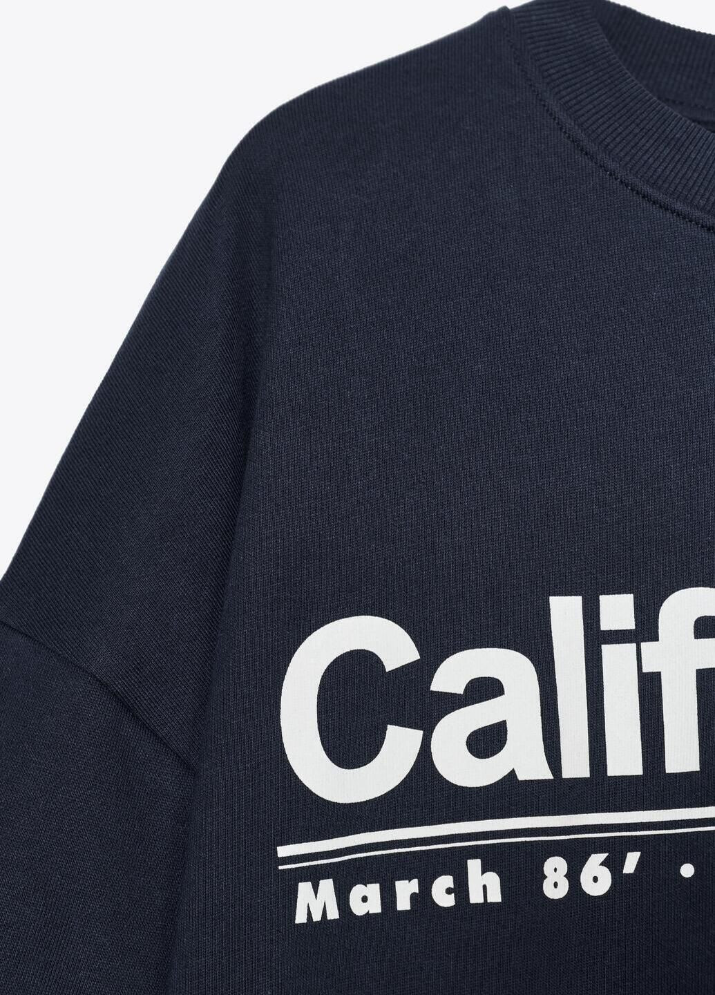 Темно-синій світшот Zara напис (364864830)