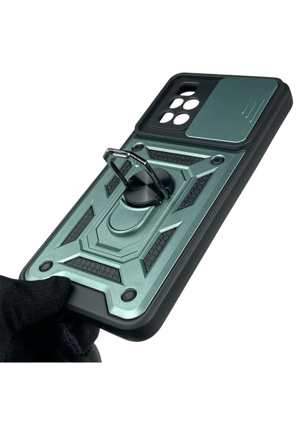 Чохол для Redmi 10 броньований з кільцем-тримачем підставкою зі шторкою на сяомі редмі 10 зелений rg1 Xiaomi (366387573)