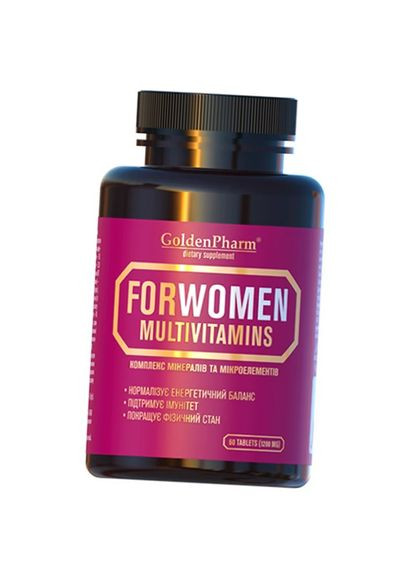 Мультивитамины для женщин, For Women Multivitamins, 60таб (36519029) Golden Pharm (360620482)