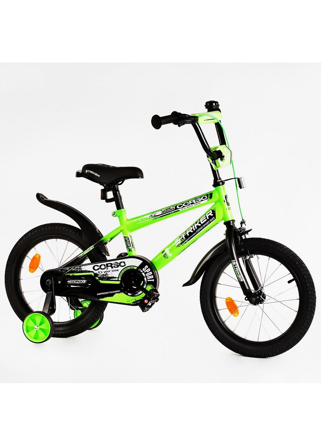 Дитячий велосипед 16", "Striker" з багажником та додатковими колесами 16 дюймов Corso (289464228)