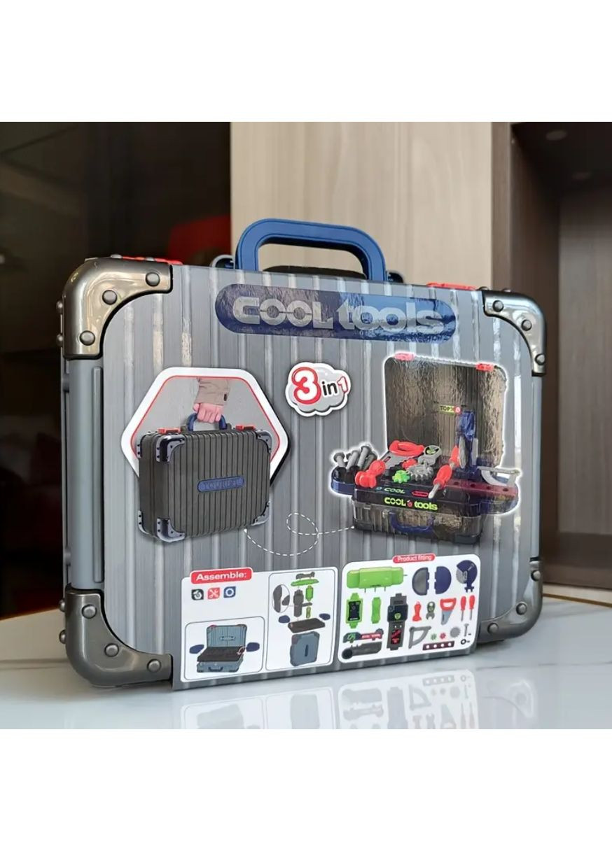 Набор инструментов в кейсе Cool Tools 2в1 – детский станок с чемоданом No Brand (365078322)