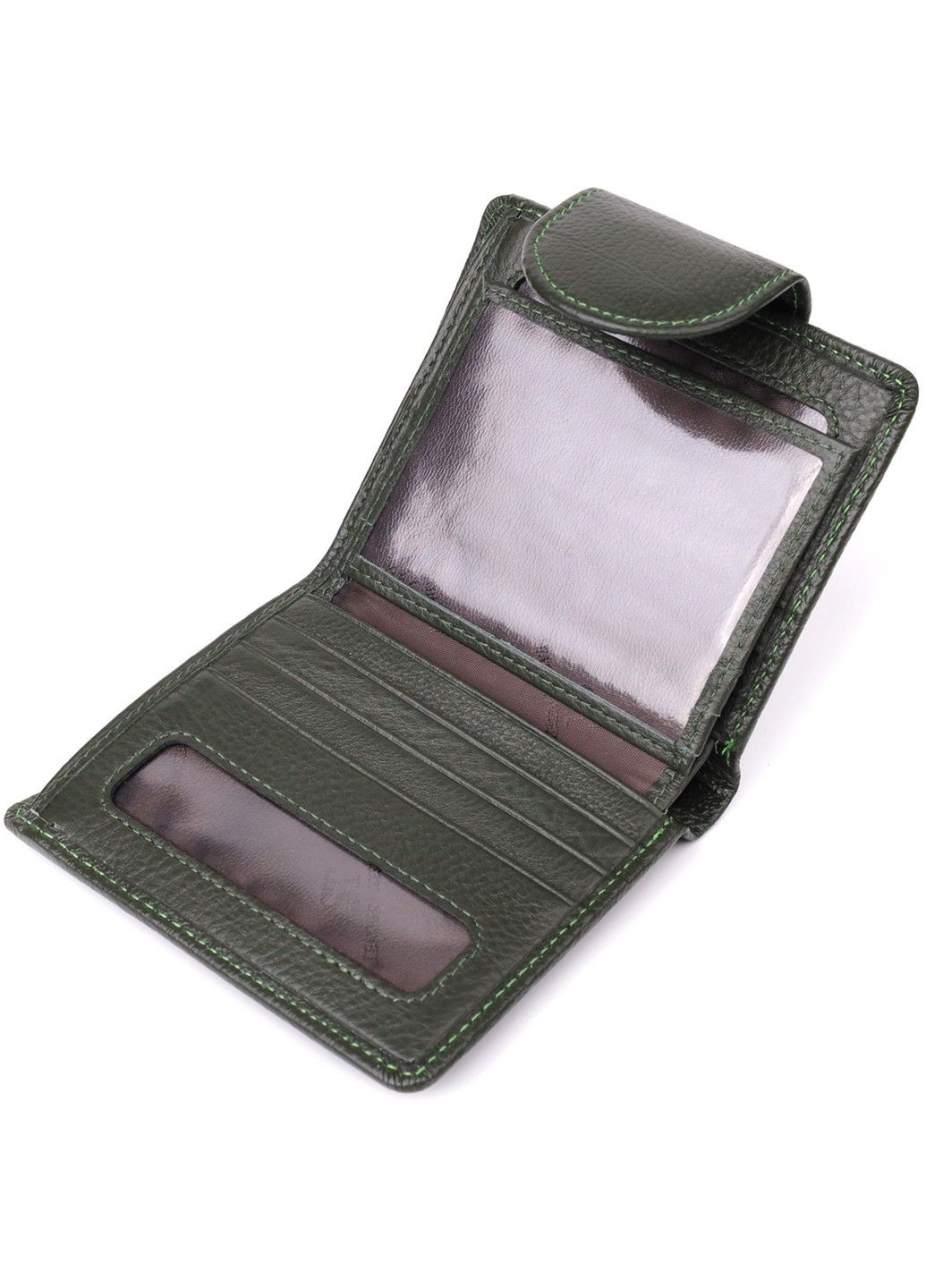 Вертикальний жіночий гаманець з натуральної шкіри 23070 Зелений st leather (330359605)