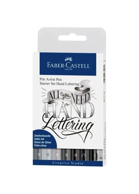 Лайнер набір капілярних ручок Pitt Artist Pens Starter Set Hand Lettering 9 предметів (27372) Faber-Castell (399632307)