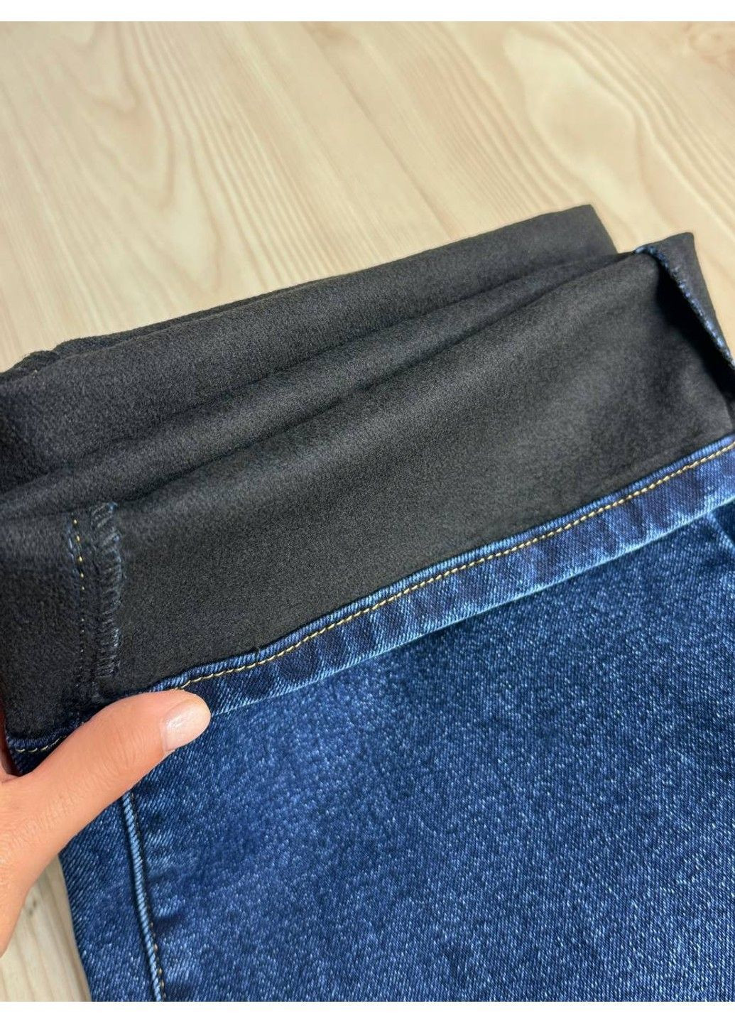 Джинси жіночі 8331 утеплені на флісі палаццо прямі з резинкою на талії сині Vanver - (363449418)