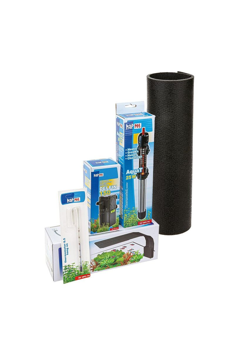 Акваріум "Led Куб 30 чорний" 30x30x33см, 28л. + комплект. Happet (360245554)