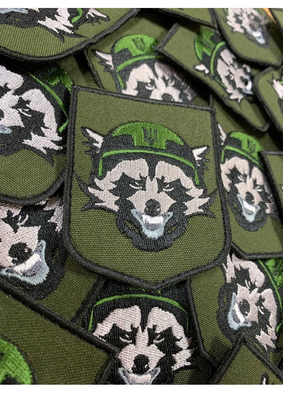 Шеврон Херсонський єнот (Форма щит. Фон олива) Розмір 8x6.5см No Brand (369924479)