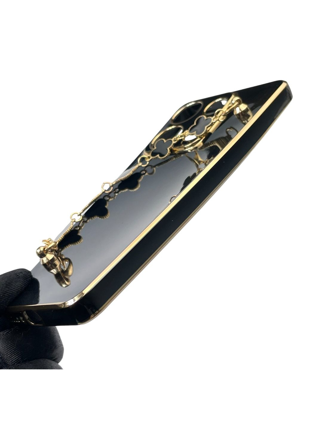 Чохол для телефона Redmi Note 13 4G жіночій із ремінцем з прикрасами та золотою окантовкою на сяомі редмі нот 13 4г чорний gs1 Xiaomi (366228613)