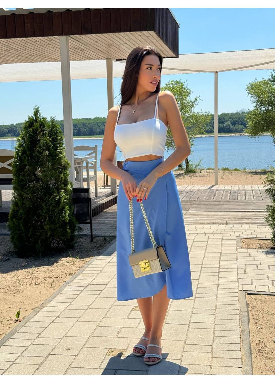 Голубая юбка на запах No Brand