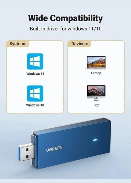 WI-FI-адаптер 2-діапазонний CM499 AX1800 Dual-Band Wireless Adapter (UGR-90340) Ugreen (293346408)