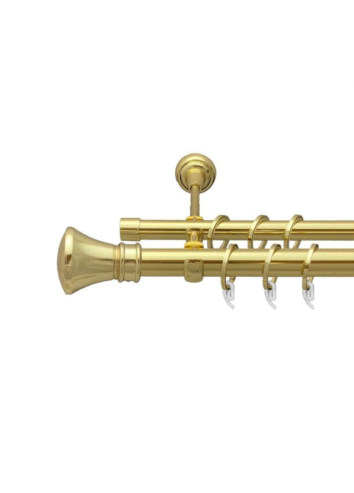 Карниз Люксор металлический двухрядный открытый гладкая труба Золото 25\19 мм 160 см (7035567) ORVIT (300795994)