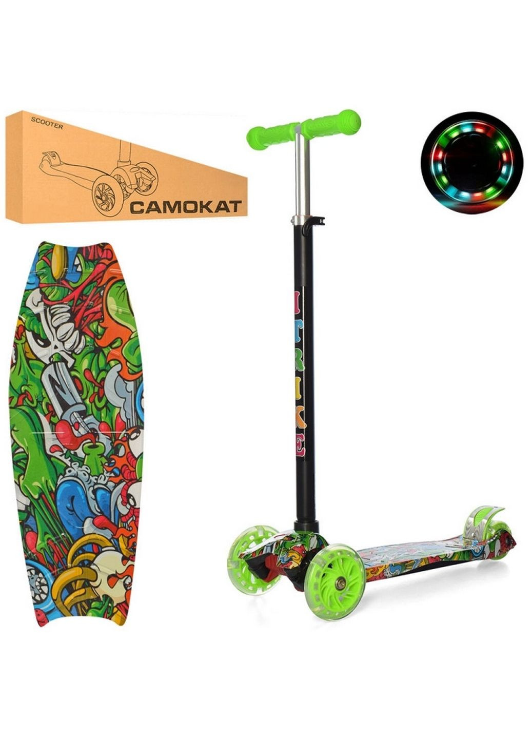Самокат дитячий з підсвічуванням 40х13х79-88 см iTrike (289366130)