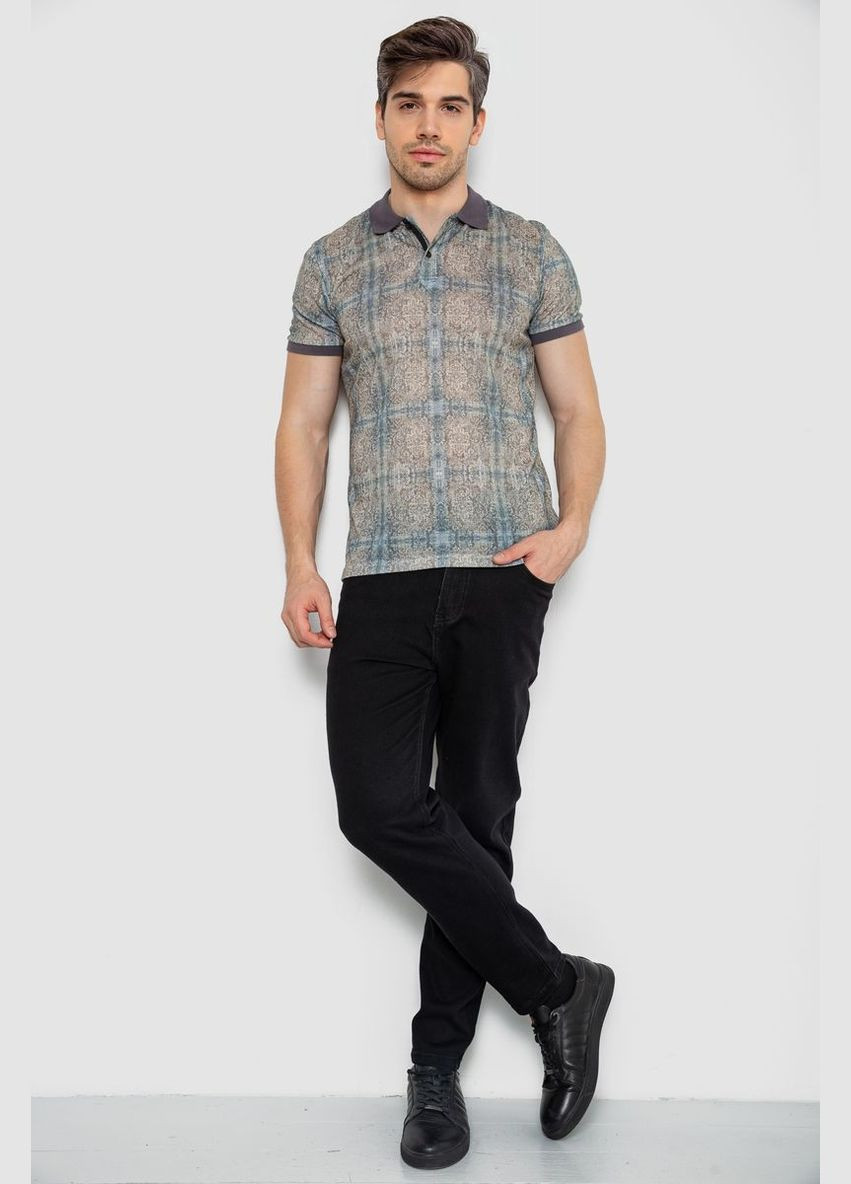 Оливкова поло чоловіче з синім принтом розмір l (sku_247r318) з коротким рукавом No Brand