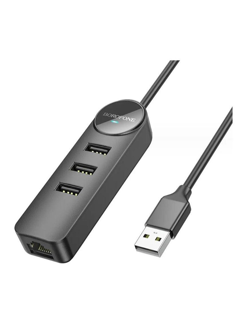 Конвертер адаптер USB на сетевой выход RJ-45 - DH6 Erudite 4-in-1 Gigabit Ethernet Adapter 120 см Borofone (293345347)