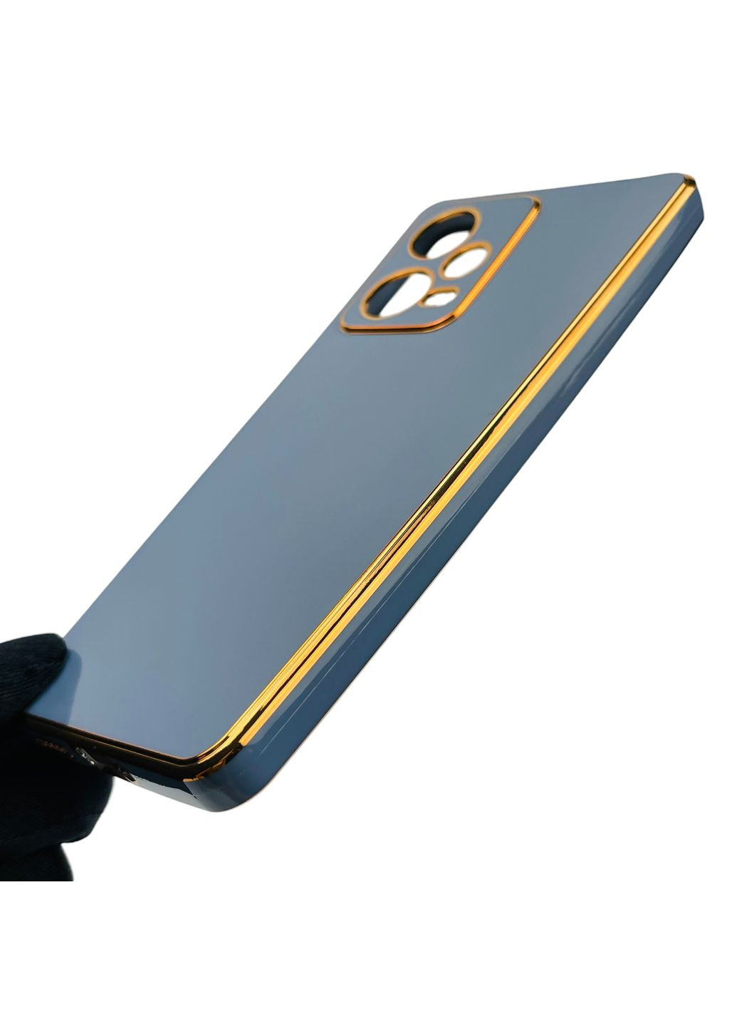 Чохол для Redmi Note 12 Pro 5G глянсовий із золотою окантовкою із захистом камери на сяомі редмі нот 12 про 5г синій Xiaomi (366019394)