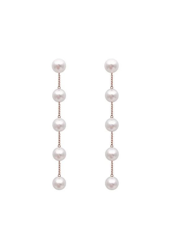 Сережки з перлинами перлові довгі перли висячі з білими перлами No Brand (343051599)