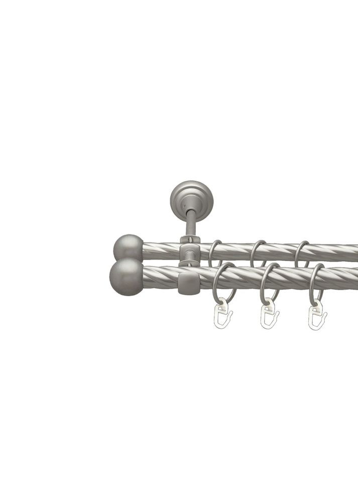 Карниз Куля Болонь металевий дворядний відкритий скручена труба Сатин 19\16 мм 240 см (00-00023112) ORVIT (300843385)