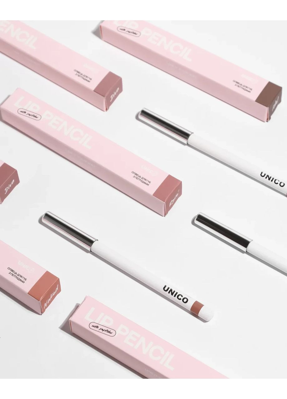 Високопігментований олівець для губ Lip Pencil with peptides колір DIVA, 1.14 грам Unico (358205184)