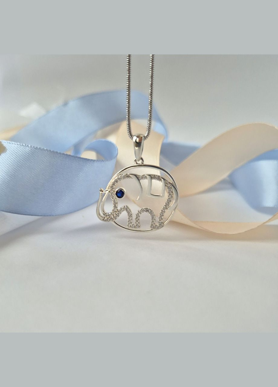 Серебряная подвеска подвес кулон Слон в Белых камнях серебро 925 пробы 3835 4.17г No Brand (306741361)