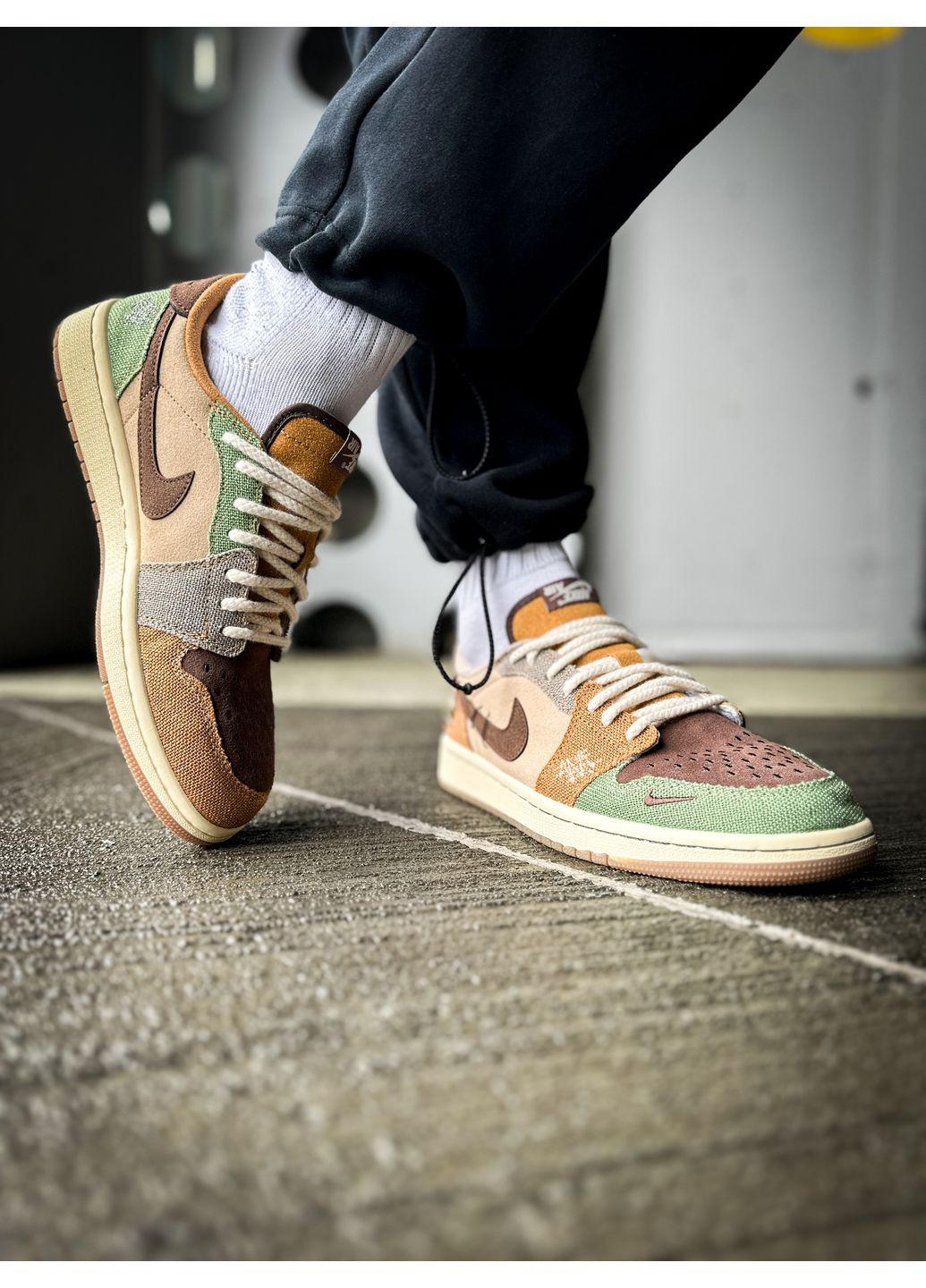 Коричневі Осінні кросівки чоловічі і жіночі Nike Air Jordan Retro 1 Low OG Zion Williamson Voodoo | Найк Аір Джордан Ретро 1