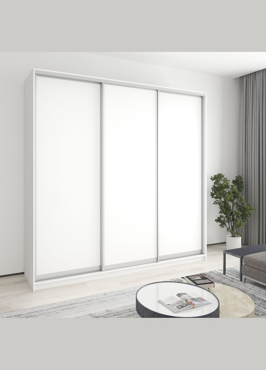 Шафа-купе тридверна Уні AL 3ДСП 240x45x240 см Аляска білий (MBS-1882) MebelStar (362373474)