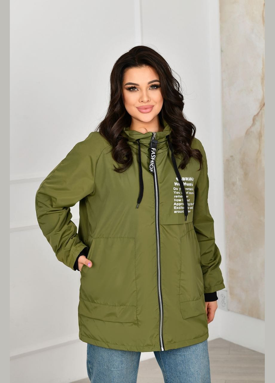 Оливкова (хакі) жіноча подовжена куртка колір хакі р.48/50 453833 New Trend