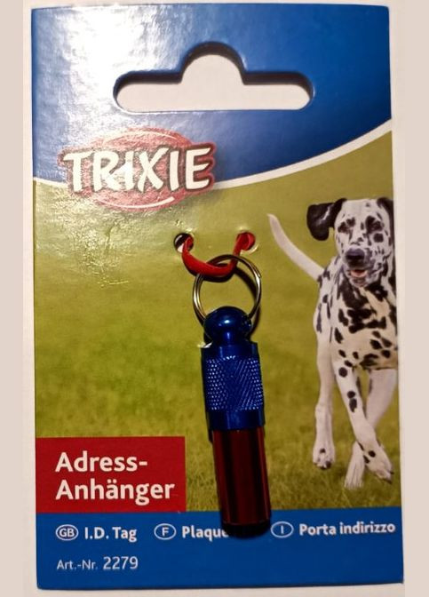Підвіска Капсула Кулон Медальйон адресник для котів та собак, червоно-синя 2279 Trixie (278307823)