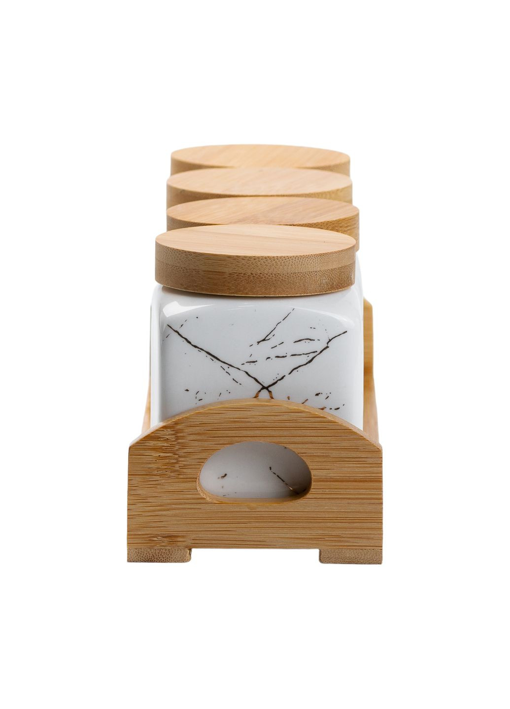 Набор банок для сыпучих продуктов 4 штуки по 300 мл с бамбуковой крышкой Yiwu (328440443)