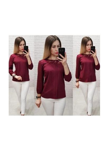 Комбінована блуза 793 марсала KHAN