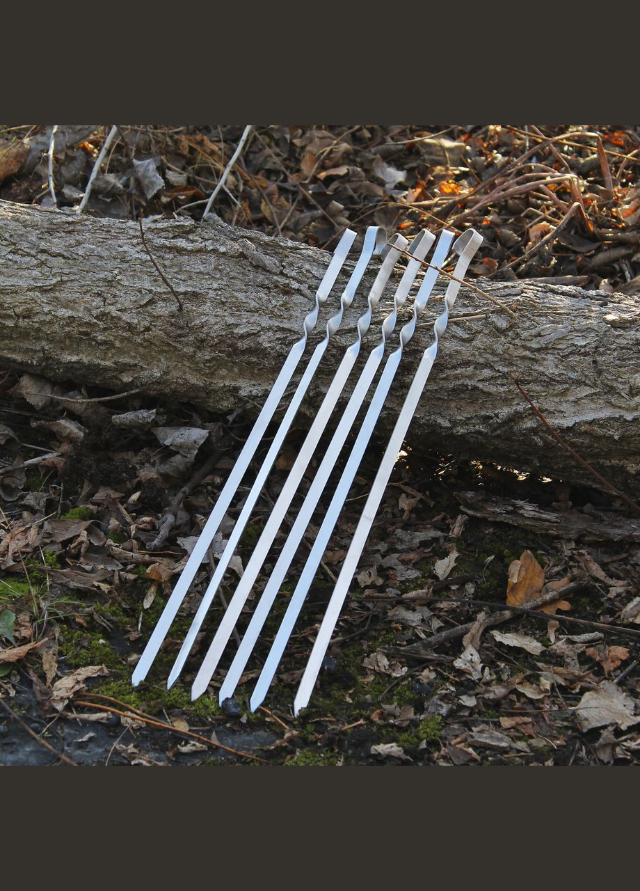 Набір 5шт. Шампури кутові з нержавіючої сталі Потовщені 3мм, 69 см Україна Po Fanu (328947265)