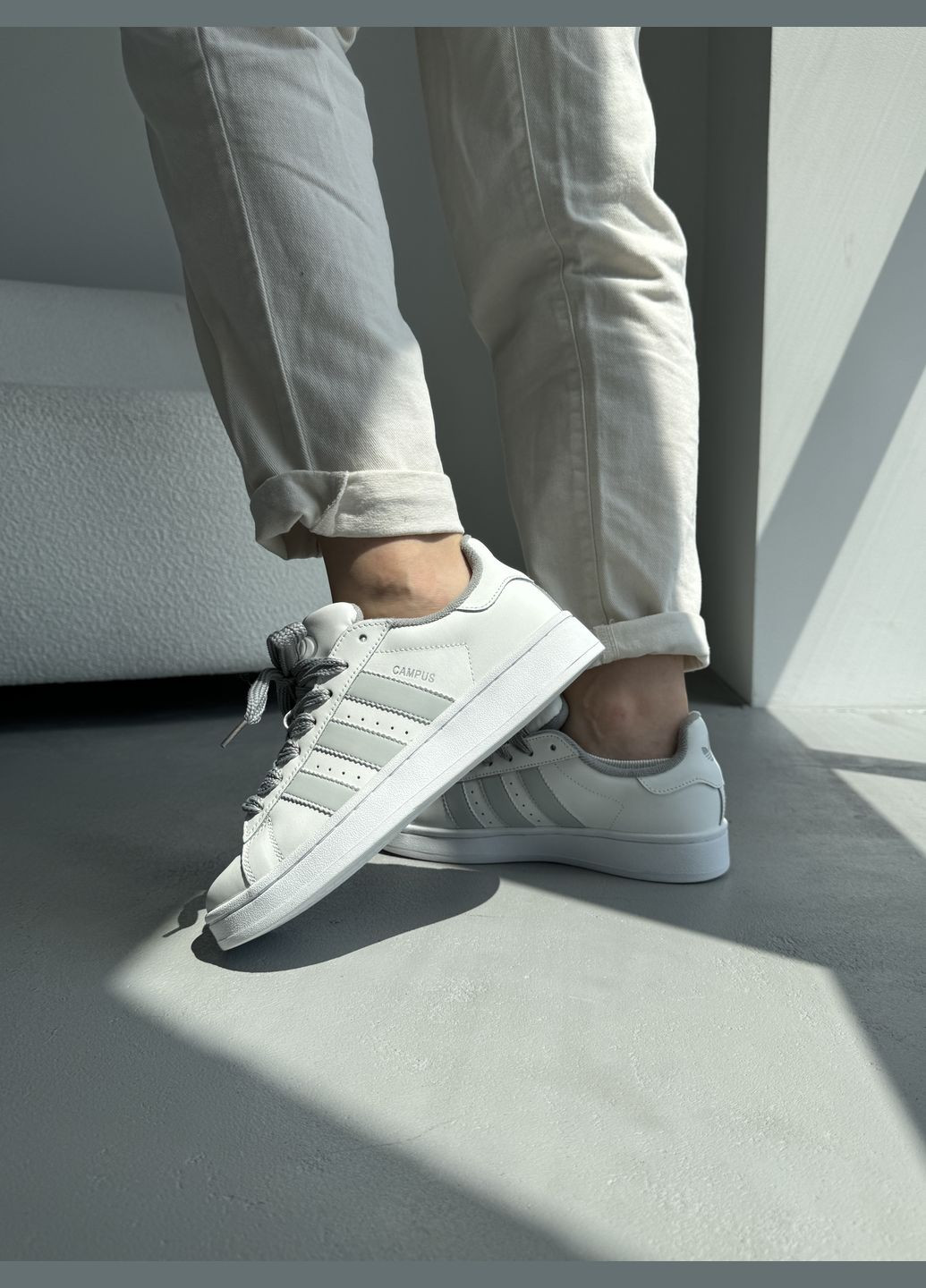 Кроссовки женские и мужские Adidas Campus 00s white grey | Адидас Кампус белые серые No Brand белые демисезоны (316507762)