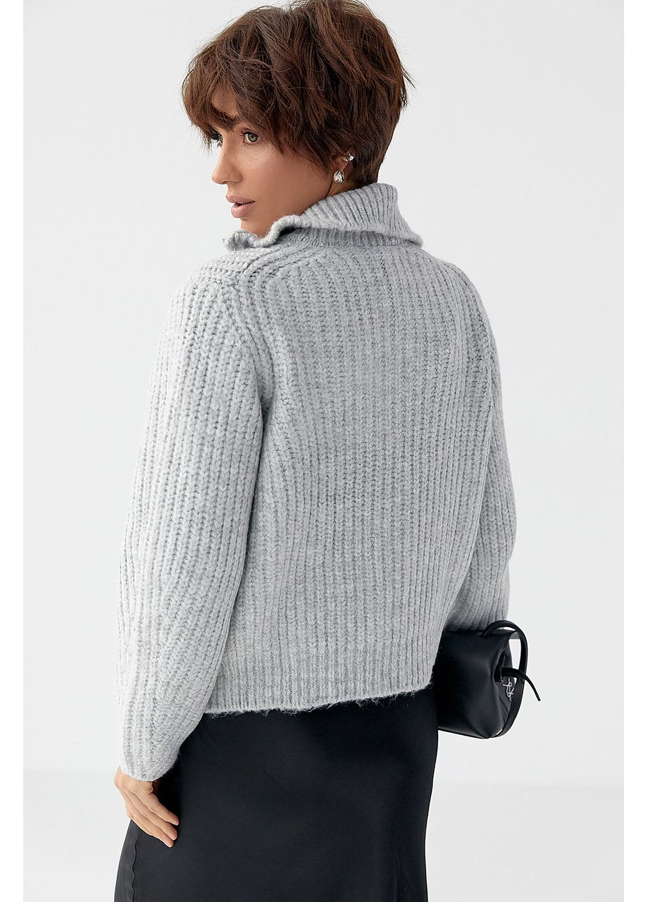 Кардиган на блискавці з великої в'язки Lurex (369327181)