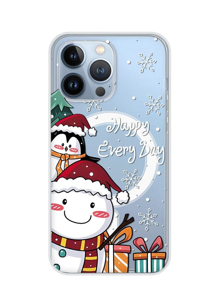 Магнітний чохол на iPhone 13 Pro (6.1) із підтримкою MagSafe:: Сніговик і пінгвін (новорічний принт 156) Creative (362964584)