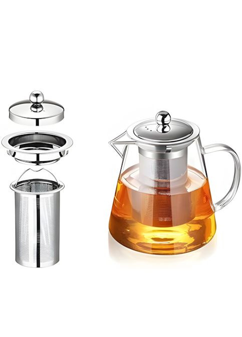 Заварочный чайник стеклянный 550 мл с фильтром из нержавеющей стали Cafferio LeafTea Жаропрочное стекло No Brand (369616695)
