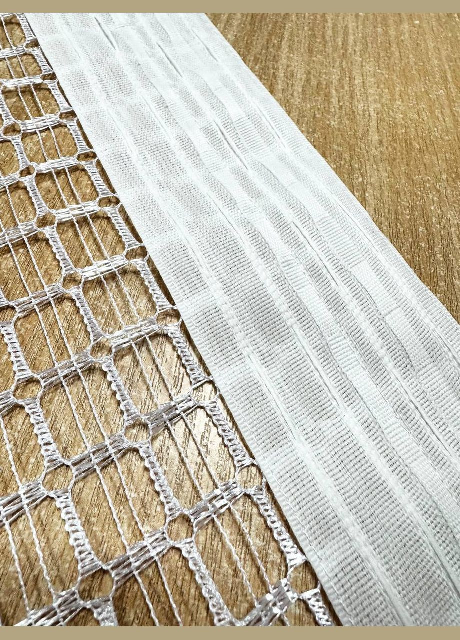 Готовый короткий тюль сетка на тесьме 250х120 см белый. No Brand (316034487)