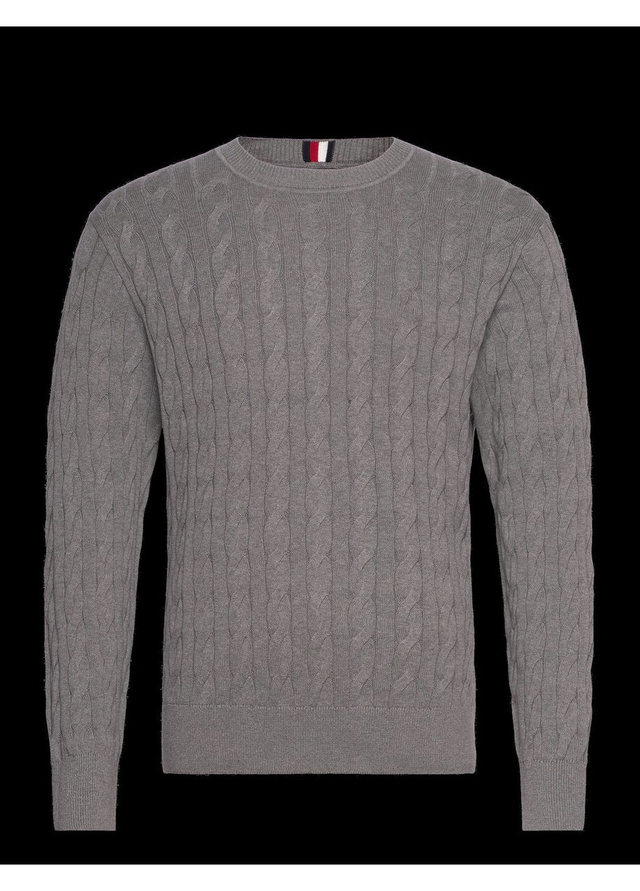 Комбинированный демисезонный вязаный мужской свитер, серого цвета, размер м Tommy Hilfiger slim fit