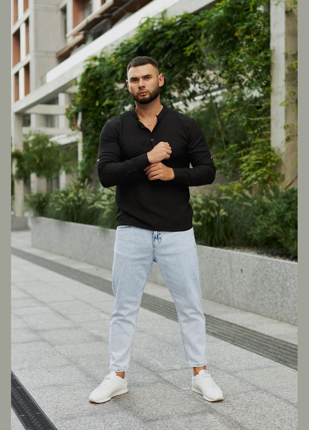 Черная праздничный, повседневный, вечерний, кэжуал рубашка Intruder