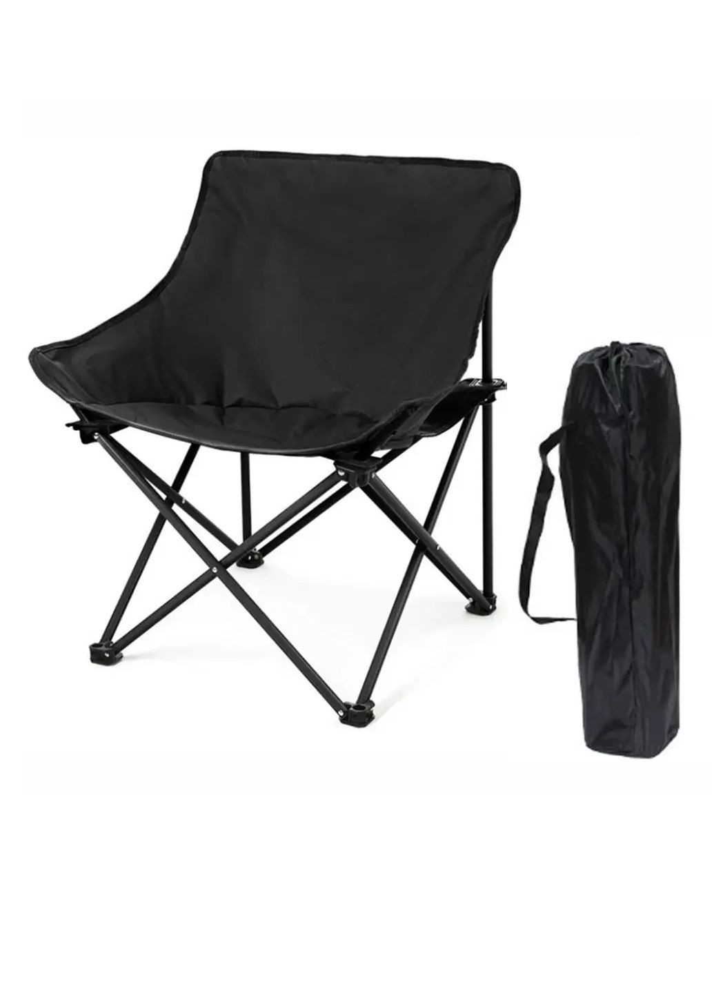 Складне туристичне кемпінгове крісло з чохлом Чорне More Camping Chair (329728405)