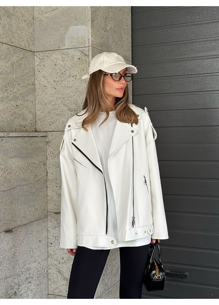 Молочна демісезонна жіноча куртка pilot light з візерунком пітон (mil431) milirud