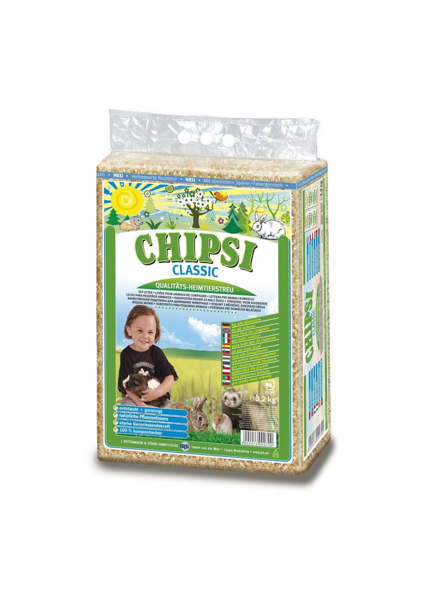 Гигиенический наполнитель для грызунов Classic тырса, 60л/3,2кг Chipsi (292257520)
