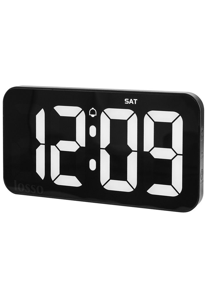 Годинник настінний електронний Premium W-500, настільний будильник з LED-підсвіткою чорний Losso (322776912)