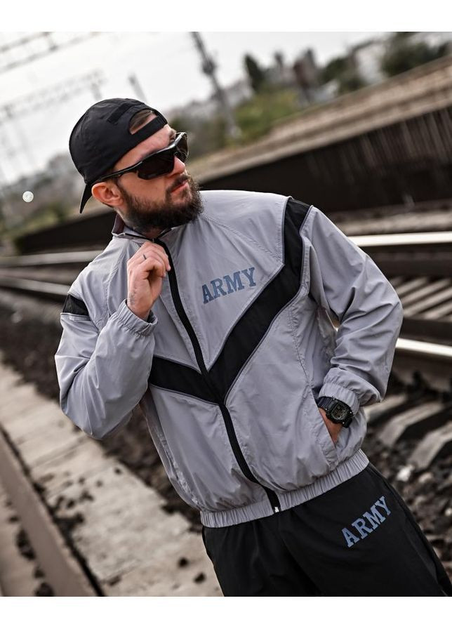 Чоловічий костюм демісезонний ARMY плащівка чорний з сірим Freedom (363317836)