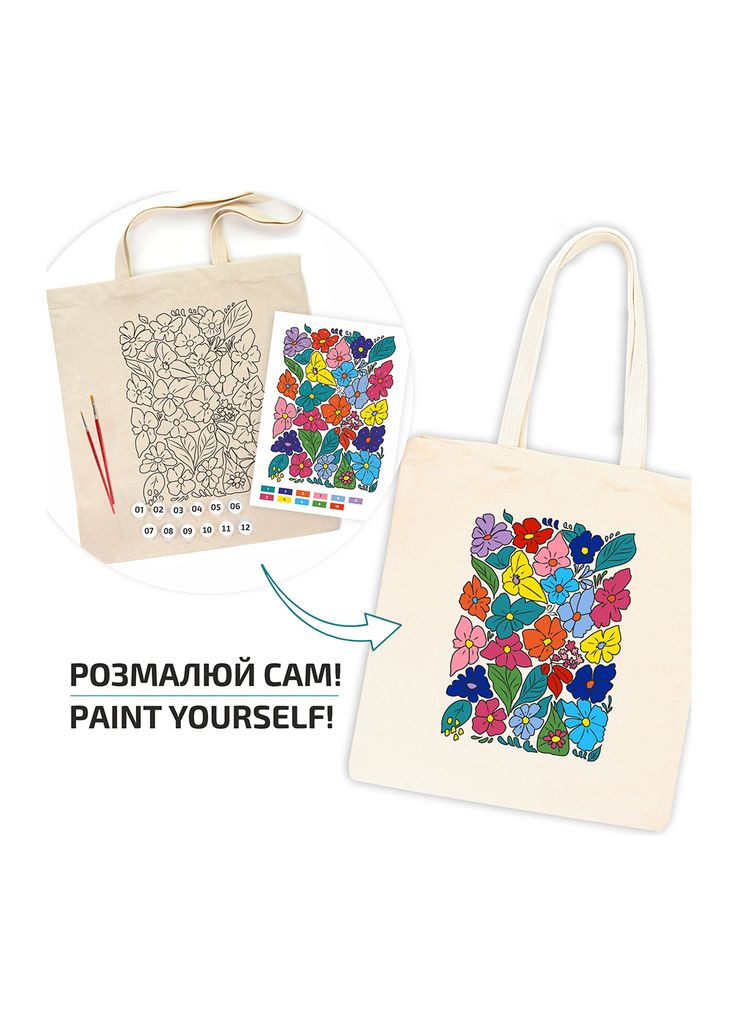 Набор для творчества Talent экосумка-раскраска, Funny Flowers, 38х42 см (4823098543510) Rosa (372613625)